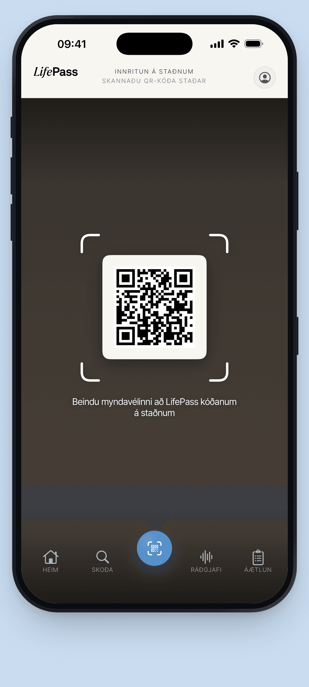 LifePass appið skannar QR-kóða staðar