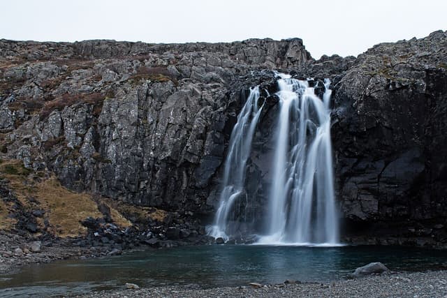 Waterfall at Foss, Iceland