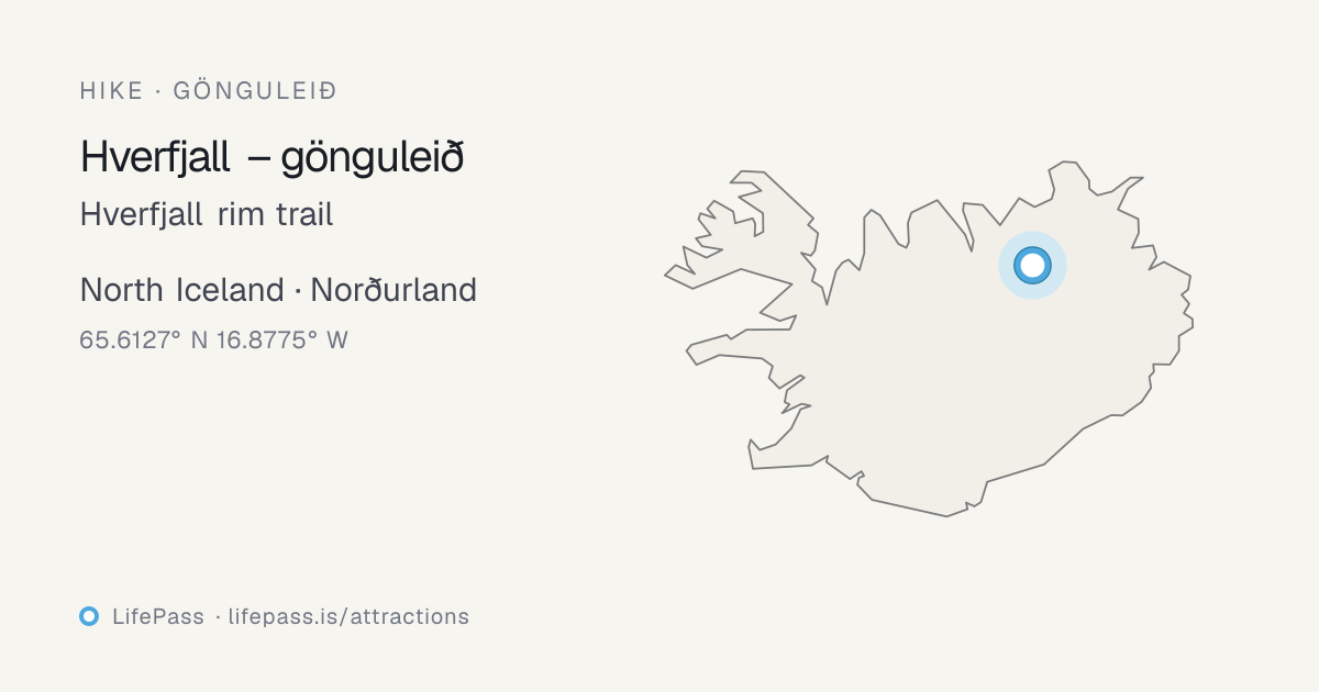 Map showing where Hverfjall rim trail is in Iceland